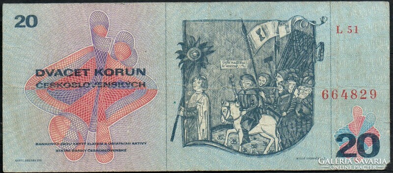 D - 014 - foreign banknotes: 1970 Czechoslovakia 20 crowns the 