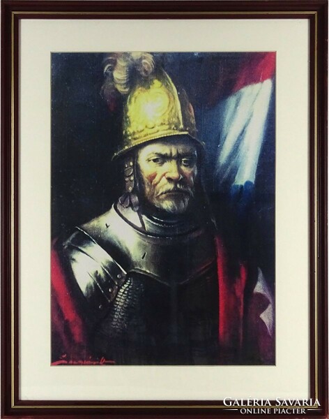 1Q169 Charles of Szegvár: framed soldier in armor print 49.5 X 38.5 Cm