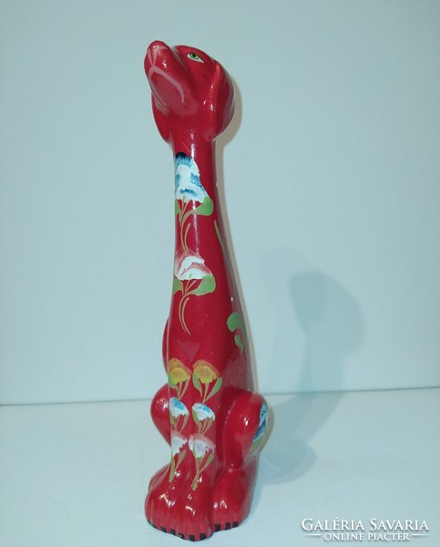 Italian hand painted floral red ceramic dog