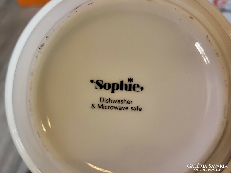 Sophie porcelán teás/ kávés készlet 6 csésze 6 alátét, kancsó, kis kiöntő, cukortartó