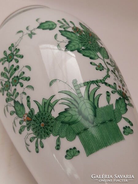 Herend green Indian basket pattern vase (18 cm)