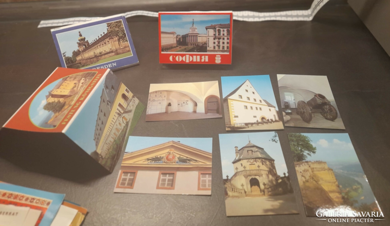 2 leporellos and 1 print foreign cities, Dresden, Festung Königstein, Sofia