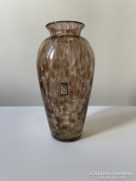 Fátyolüveg váza - barna