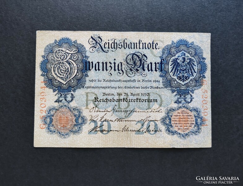 Németország 20 Márka 1910, F+