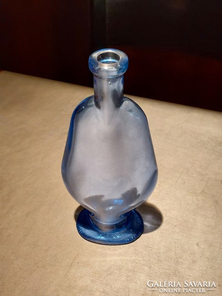 Blue transparent glass vase. 20 cm high.
