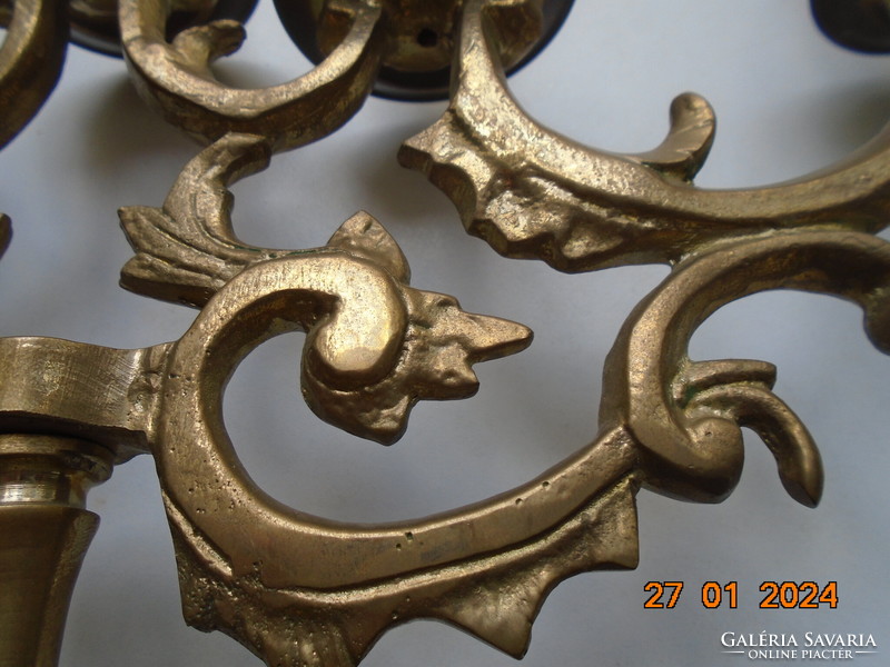 18.sz Látványos bronz judaika gyertyatartó heraldikus koronás lengyel sassal