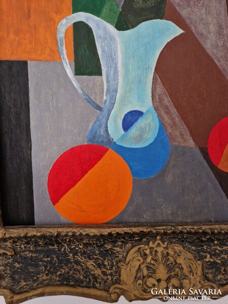 Cubist table still life with oranges
