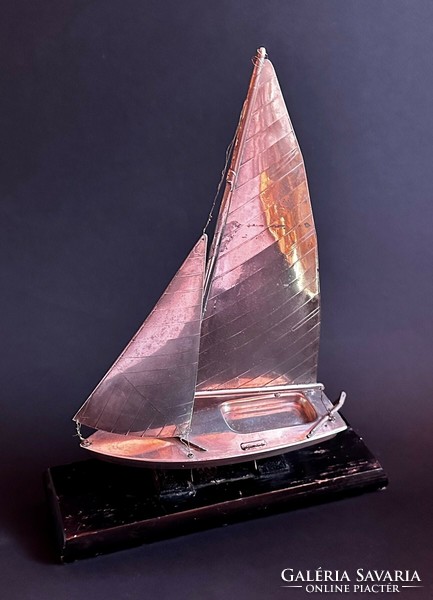 An extremely rare large Spanish silver sailboat. 595 grams