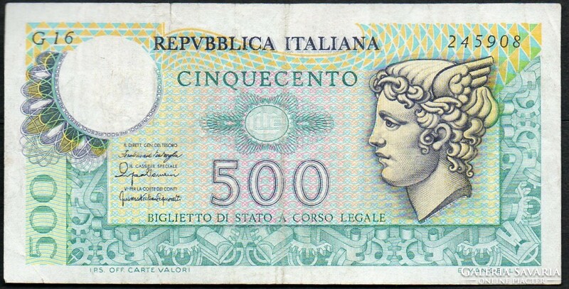 D - 005 -  Külföldi bankjegyek:  1976 Olaszország 500 líra