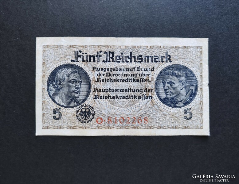 Germany 5 reichsmark / brand 1940, vf