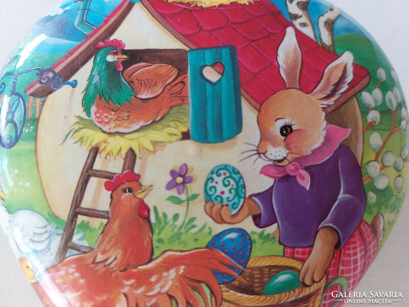 Retro Easter paper mache heart-shaped bunny box