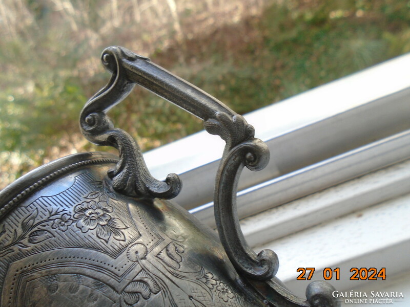 Late 19th century reed&barton Victorian silver-plated pewter baptism cup with decorative tongs, rich patterns