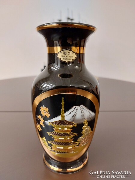 The art oh chokin 24k gold Japanese vase for sale