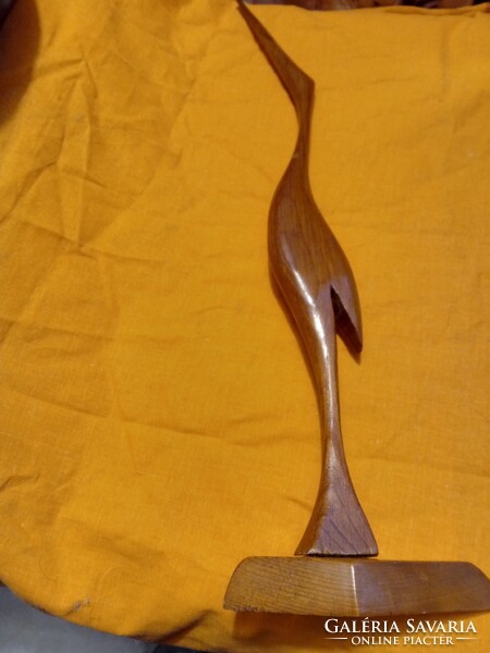 Vintage carved wooden egret.