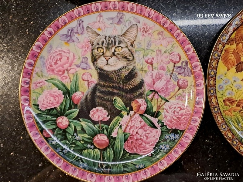 The Franklin Mint The Four Seasons cat gyűjtői angol porcelán tányérok négy évszak macska cica