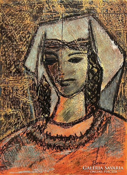József Bene (1903-1986) woman with a headscarf /invoice provided/