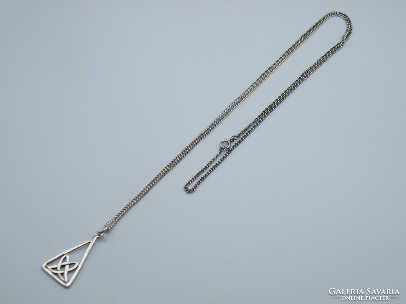 UK0120  Extra hosszú 68 cm retro ezüst nyaklánc medállal 925