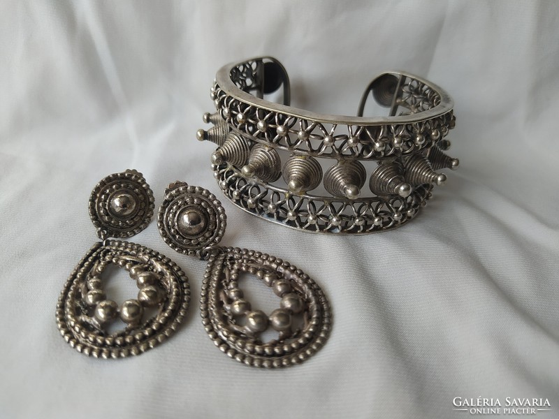 Tribal ear clip and bracelet set