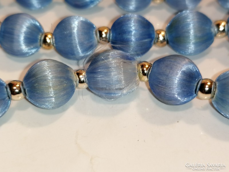 Old blue silk string of beads (164)