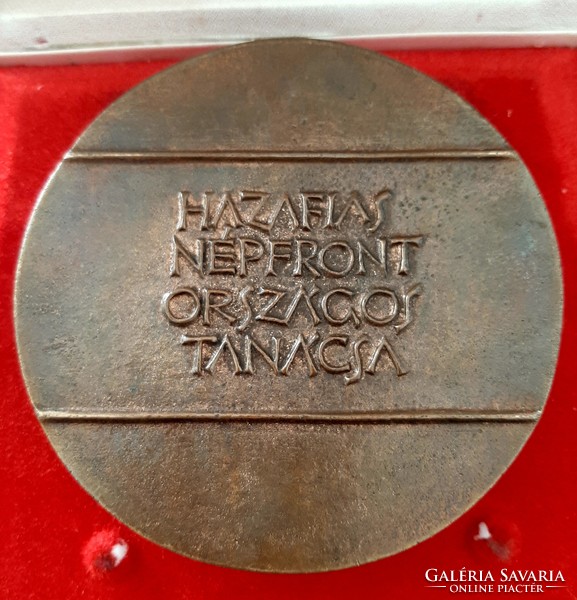 Kiváló Társadalmi Munkáért jelzett bronz plakett Hazafias Népfront Országos Tanácsa  BI szignó