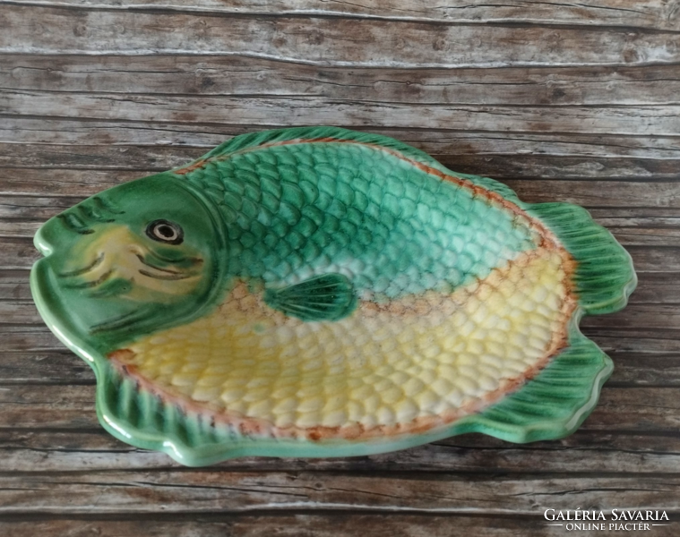 Old Hungarian Szombatfa glazed ceramic large fish bowl, seller