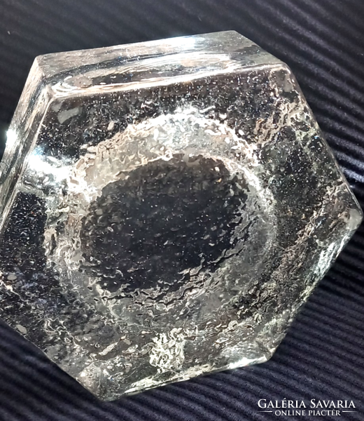 Scandinavian artistic ice glass ashtray, ashtray