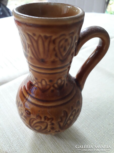 Small folk vase with a brown pattern, 12x9cm. Flawless