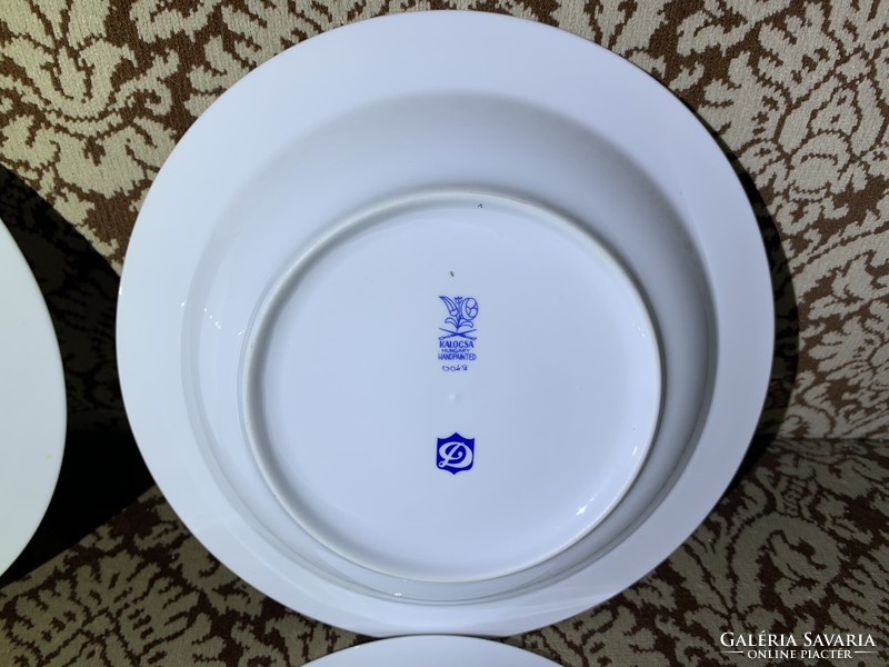 Kalocsai kézzel festett mélytányér - 6 db porcelán magyaros leveses tányér