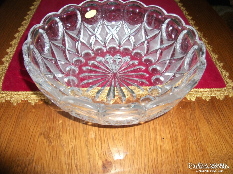 Old West German, heavy, marked crystal bowl, size: diameter: 21.5 cm, height: 8 cm, unused