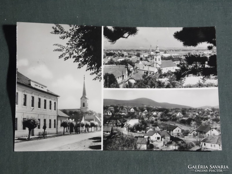 Postcard, budakalász, folk school, church, view, detail