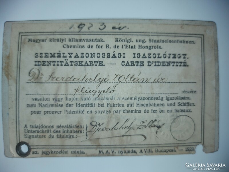 Photo from the 1920s, identity card