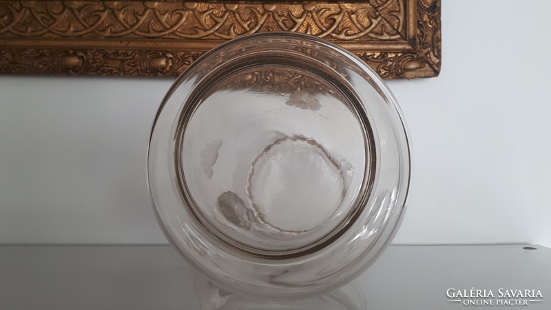 Régi hibátlan csiszolt fújt üveg kancsó boroskancsó 24.5 cm