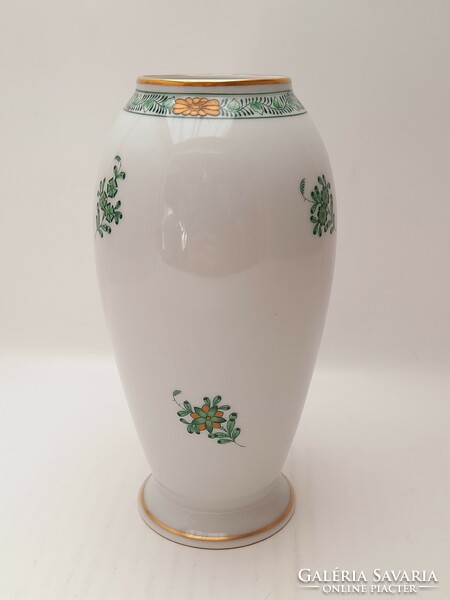 Herend green Indian basket pattern vase (18 cm)