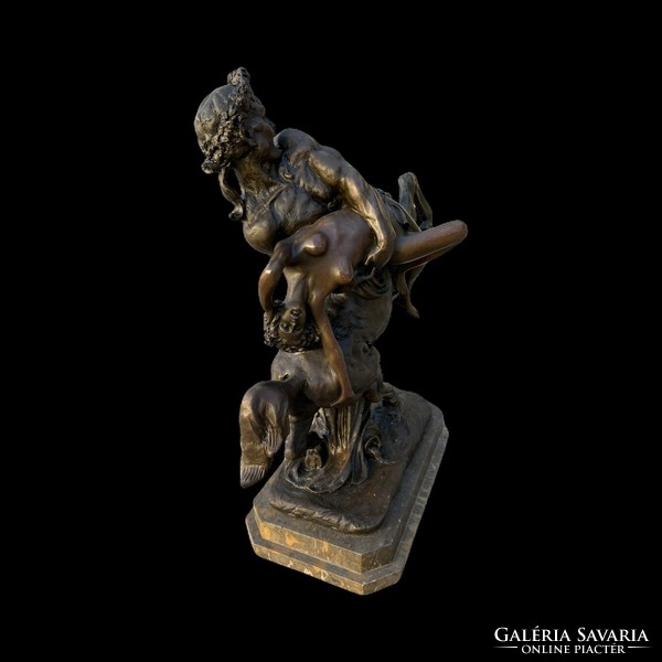Albert-Ernest Carrier-Belleuse - Hippodameia elrablása bronz szobor márvány talapzaton