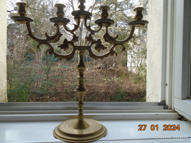 Spectacular 18th-century bronze Judaic candlestick with heraldic crowned Polish eagle