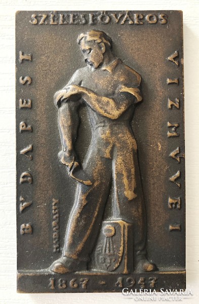 Madarassy walter (1909-1994) waterworks of Budapest Székesfóváros double-sided bronze plaque 1947