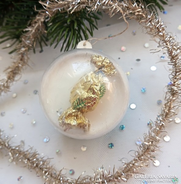 Nagyon retro műanyag gömb karácsonyfa dísz 5-6cm