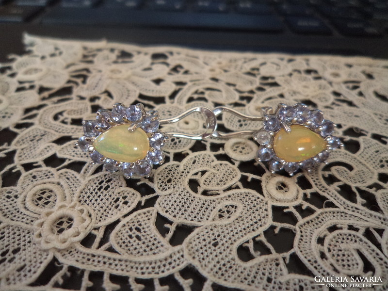 Ethiopian fire opal, 925 silver earrings