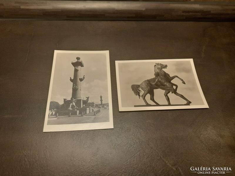 Soviet black and white postcard 2 in one