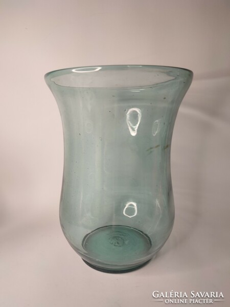 Old green Zemplén huta blown glass vase