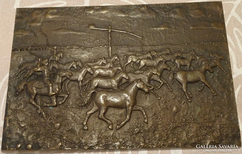 László Kutas (1936- 2023) flawless bronze wall picture.