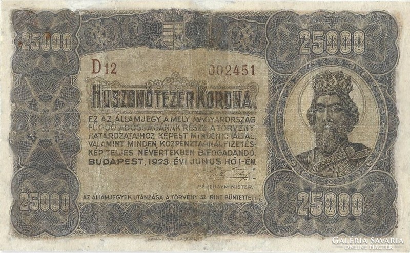 25000 korona 1923 Restaurált Alacsony sorszám 002451