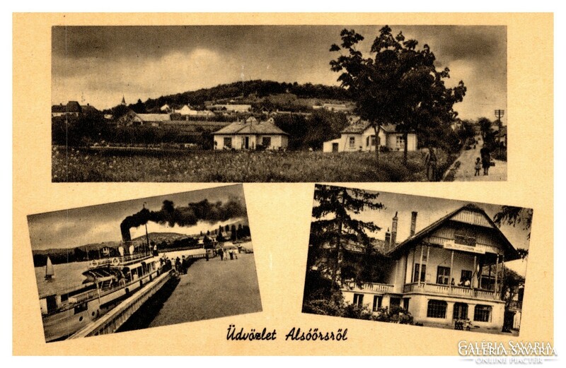 Alsóörs, greetings from Alsóörs postcard, 1956