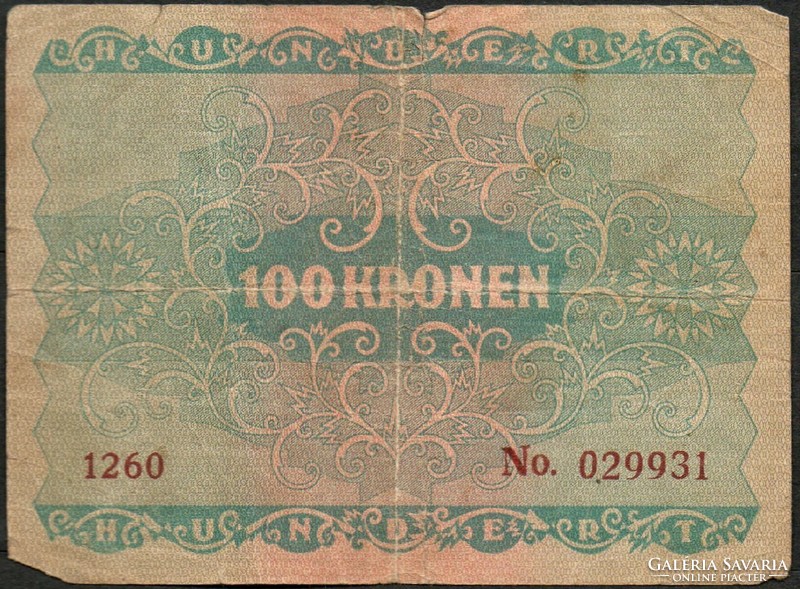 D - 008 -  Külföldi bankjegyek: 1922 Ausztria 100 korona