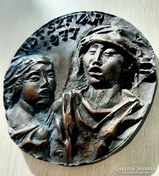 Fdt szfvár, Székesfehérvár old industrial art bronze relief plaque János Meszlényi 1939 - 2016
