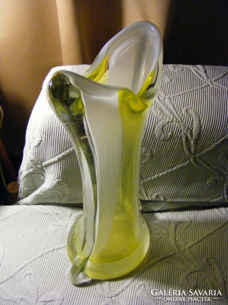 Art deco színes vastag üveg váza 32 cm  - 2,6 kg