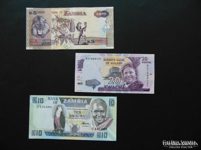 Zambia 10 - 20 - 5000 kwacha lot ! Unfolded banknotes