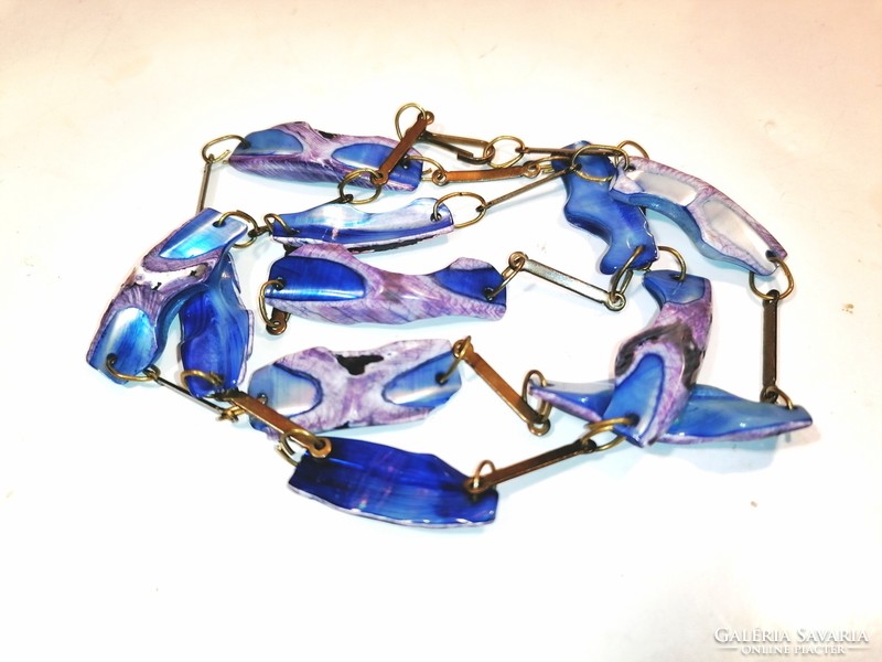 Régi kék gyöngyház nyakék (198)