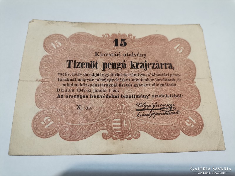 15 pengő krajczarra 1849