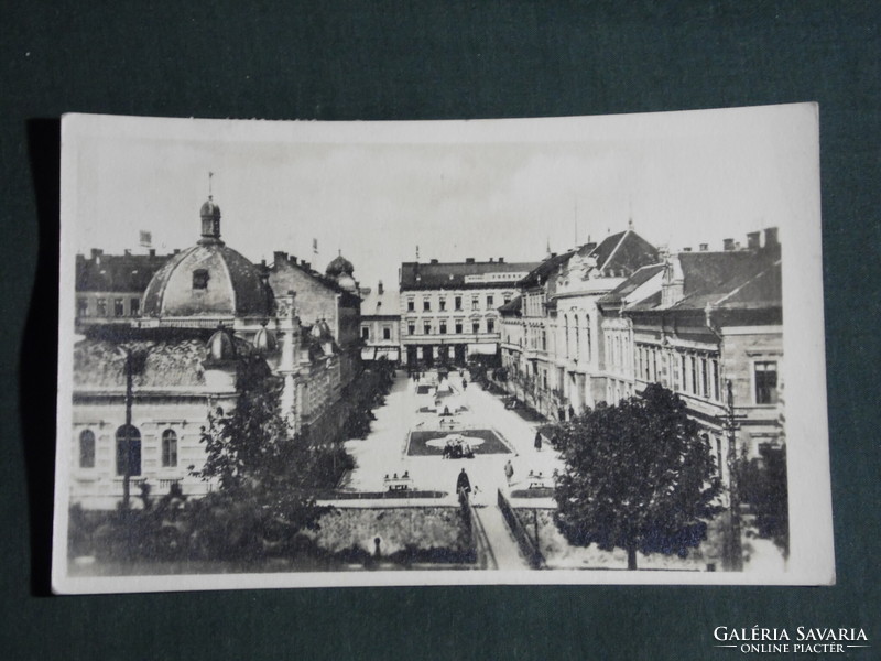 Postcard, Miskolc Freedom Square skyline, detail
